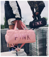 Load image into Gallery viewer, PINK GYM BAG WITH SHOE COMPARTMENT