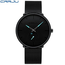 Load image into Gallery viewer, CRRJU Men&#39;s Black Water Resistant Watch