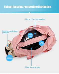 PINK GYM BAG WITH SHOE COMPARTMENT